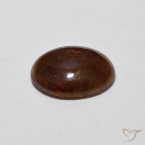 Ópalo de chocolate Multicolor natural de 0.84 ct, Ovalada, Opaco