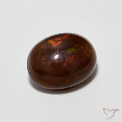 1.13ct Natural Multicolor Ópalo de chocolate, Ovalada, Transparente