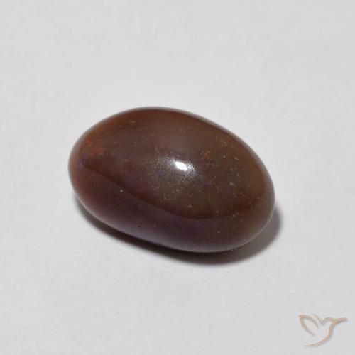 Ópalo de chocolate Multicolor natural de 1.25 ct, Ovalada, Translúcido