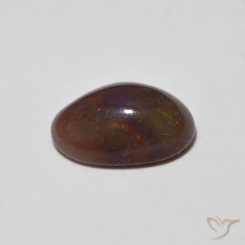 Ópalo de chocolate Multicolor natural de 1.25 ct, Ovalada, Translúcido