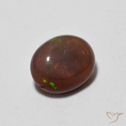 Ópalo de chocolate Multicolor natural de 0.65 ct, Ovalada, Translúcido