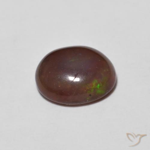 Ópalo de chocolate Multicolor natural de 0.65 ct, Ovalada, Translúcido