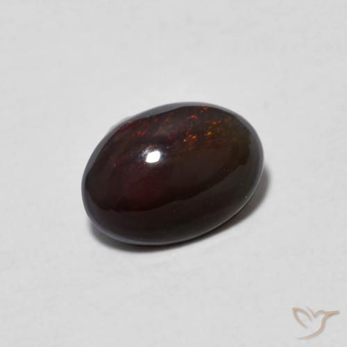Ópalo de chocolate Multicolor natural de 0.42 ct, Ovalada, Translúcido