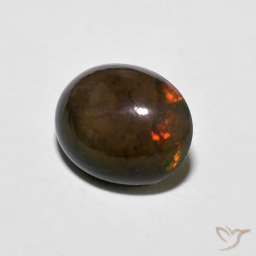 Ópalo de chocolate Multicolor natural de 1.15 ct, Ovalada, Opaco