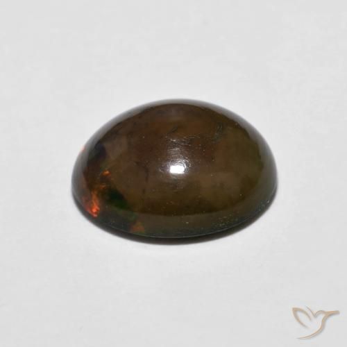 Ópalo de chocolate Multicolor natural de 1.15 ct, Ovalada, Opaco