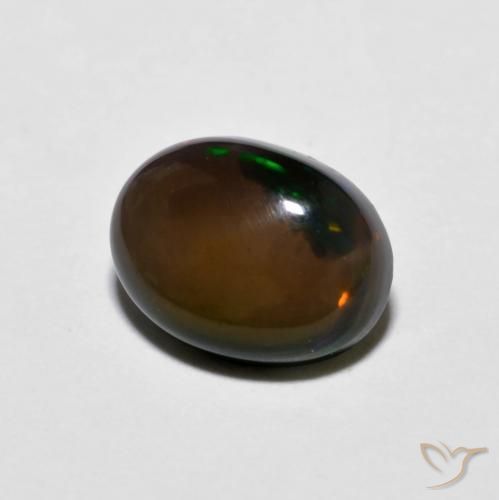 Ópalo de chocolate Multicolor natural de 0.84 ct, Ovalada, Opaco