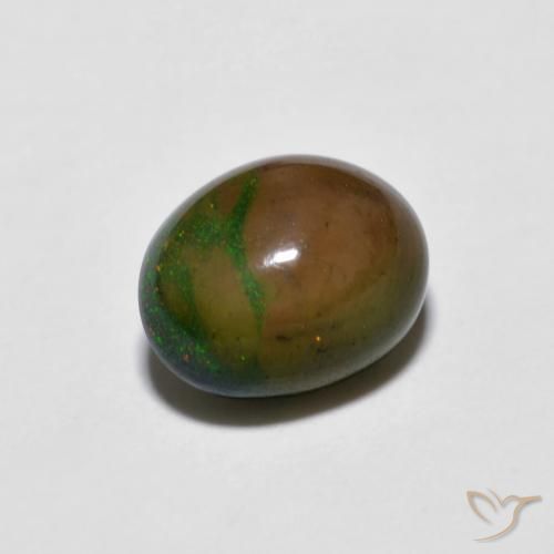 Ópalo de chocolate Multicolor natural de 0.80 ct, Ovalada, Opaco