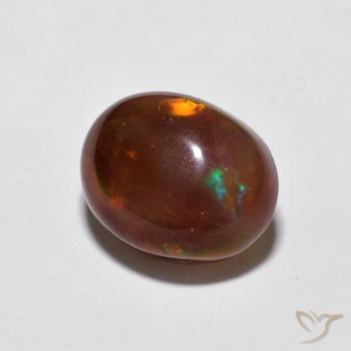 Ópalo de chocolate Multicolor natural de 1.21 ct, Ovalada, Opaco