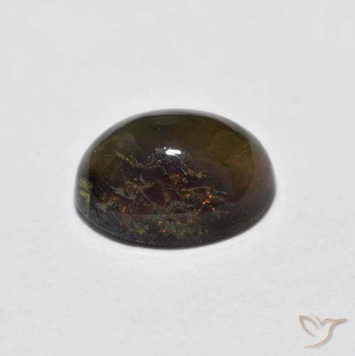 Ópalo de chocolate Multicolor natural de 0.92 ct, Ovalada, Opaco