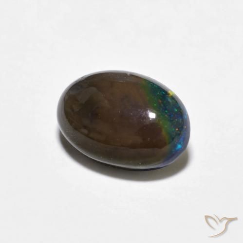 Ópalo de chocolate Multicolor natural de 0.80 ct, Ovalada, Opaco