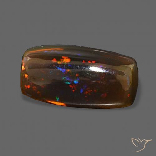 Ópalo de chocolate Multicolor natural de 7.39 ct, Forma Cojín, Transparente