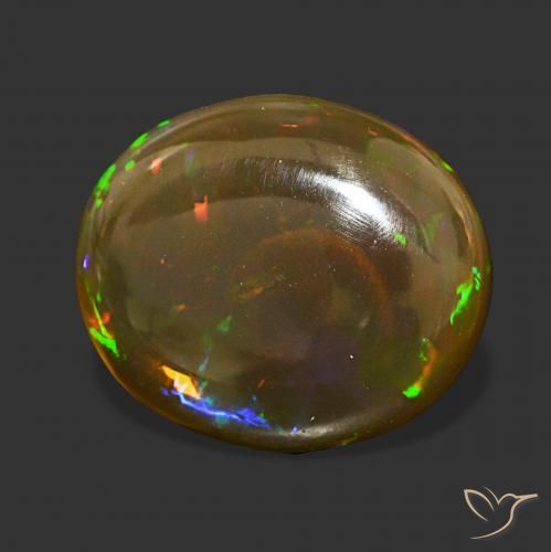 Ópalo de chocolate Multicolor natural de 9.41 ct, Ovalada, Transparente