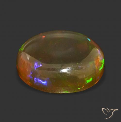 Ópalo de chocolate Multicolor natural de 9.41 ct, Ovalada, Transparente