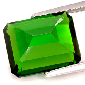 Diopsido de cromo verde natural de 4,93 ct, corte esmeralda, IF