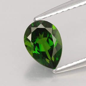 Diopsido de cromo verde natural de 0,82 ct, en forma de pera, VVS-VS
