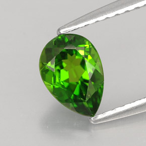 Diopsido de cromo verde natural de 0,80 ct, en forma de pera, VVS-VS