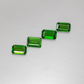 Gemas de diopsido de cromo verde natural de  ct, corte esmeralda, VVS-VS