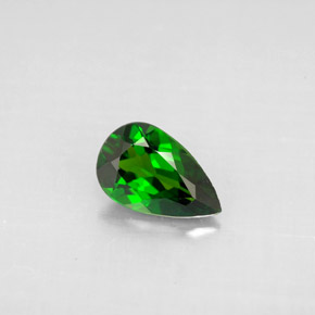 Diopsido de cromo verde natural de 0,78 ct, en forma de pera, VVS-VS