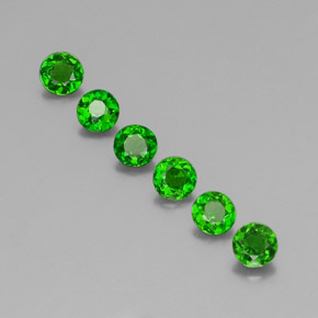 Gemas de diopsido de cromo verde natural de  ct, corte redondo, VS
