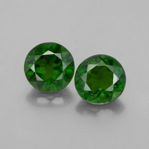 Gemas de diopsido de cromo verde natural de  ct, corte redondo, VS