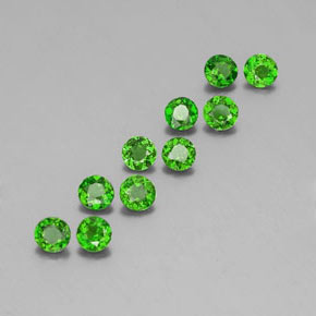 Gemas de diopsido de cromo verde natural de  ct, corte redondo, VS