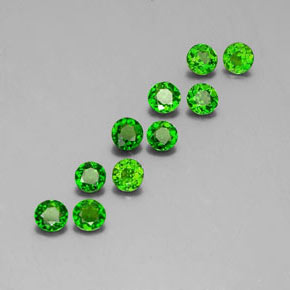Gemas de diopsido de cromo verde natural de  ct, corte redondo, VS