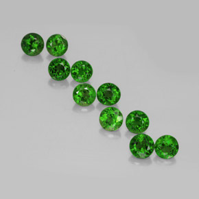Gemas de diopsido de cromo verde natural de  ct, corte redondo, VS