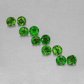 Gemas de diopsido de cromo verde natural de  ct, corte redondo, VS