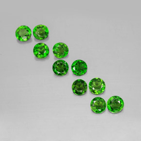 Gemas de diopsido de cromo verde natural de  ct, corte redondo, VS
