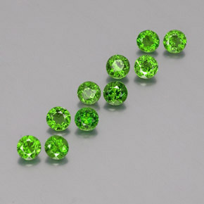Gemas de diopsido de cromo verde natural de  ct, corte redondo, VS
