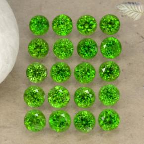 Gemas de diopsido de cromo verde natural de 1,40 ct, corte redondo, VS-SI