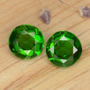 Gemas de diopsido de cromo verde natural de 0,87 ct, corte redondo, VS-SI