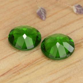 Gemas de diopsido de cromo verde natural de 0,87 ct, corte redondo, VS-SI