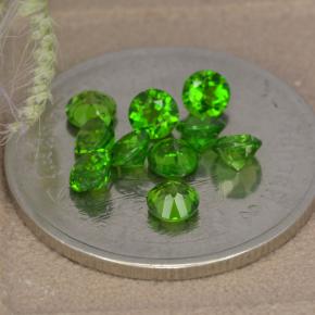 Gemas de diopsido de cromo verde natural de 1,37 ct, corte redondo, VS
