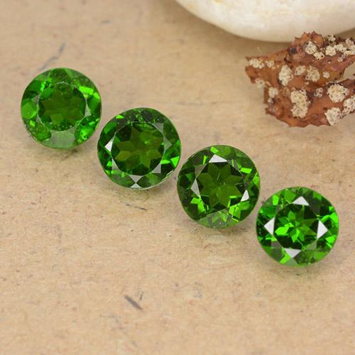 Gemas de diopsido de cromo verde natural de 1,93 ct, corte redondo, VS