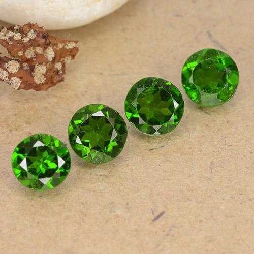 Gemas de diopsido de cromo verde natural de 1,93 ct, corte redondo, VS