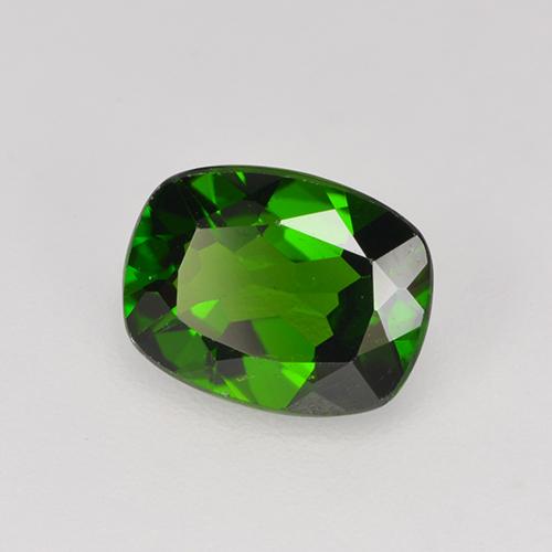 diópsido de cromo Verde oscuro medio natural de 1.22 ct, Corte Cojín, VS