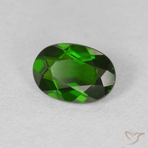 diópsido de cromo Verde oscuro natural de 0.89 ct, Ovalada, VVS-VS