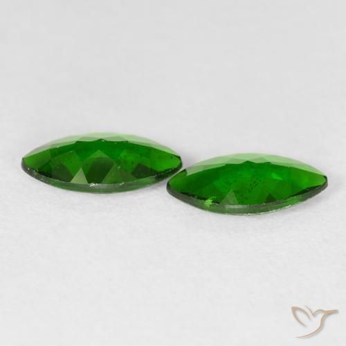 Gemas de diópsido de cromo Medium Dark-Green natural de 2.14 ct, Marquesa, VS-SI