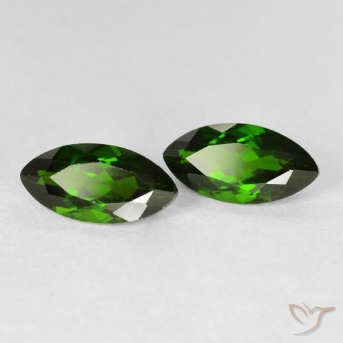 Gemas de diópsido de cromo Medium Dark-Green natural de 2.79 ct, Marquesa, VS-SI