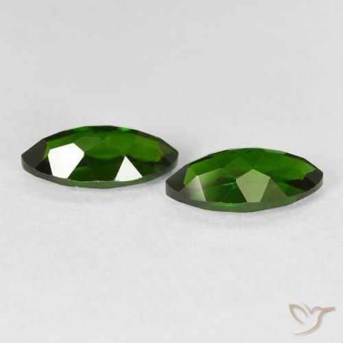 Gemas de diópsido de cromo Medium Dark-Green natural de 2.79 ct, Marquesa, VS-SI