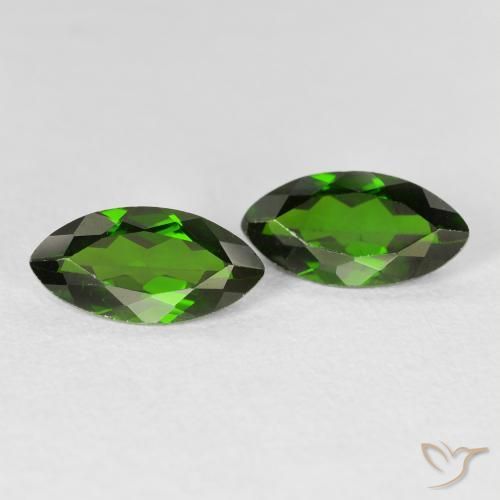 Gemas de diópsido de cromo Medium Dark-Green natural de 2.35 ct, Marquesa, VS-SI