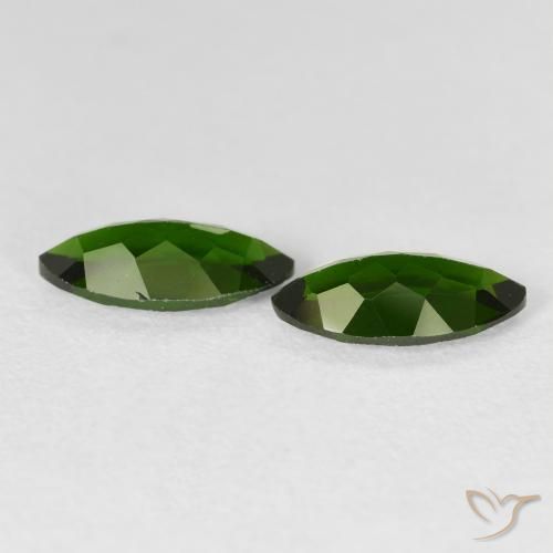 Gemas de diópsido de cromo Medium Dark-Green natural de 2.35 ct, Marquesa, VS-SI