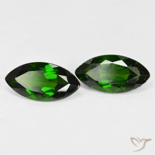 Gemas de diópsido de cromo Verde oscuro natural de 2.72 ct, Marquesa, VS