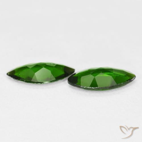 Gemas de diópsido de cromo Medium Dark-Green natural de 1.67 ct, Marquesa, VS
