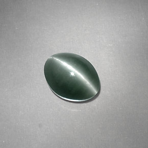 Crisoberilo Ojo de Gato Verde natural de 1.24 ct, Corte Óvalo, Opaco