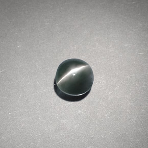 Chrysoberyl cat's eye verde natural de 0,65 ct, corte redondo, translúcido