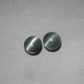 Gemas de chrysoberyl cat's eye verde natural de  ct, corte redondo, translúcido