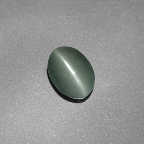 Chrysoberyl cat's eye verde natural de 0,76 ct, corte óvalo, opaco