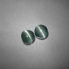 Gemas de chrysoberyl cat's eye verde natural de  ct, corte redondo, translúcido